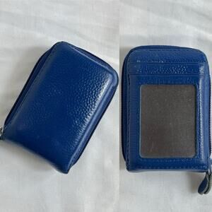 Credit Card Id Wallet Organizer Holder Genuine Leather Zip closure